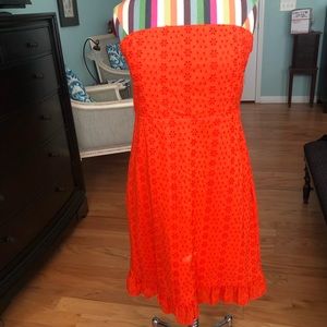 Orange eyelet strapless sundress